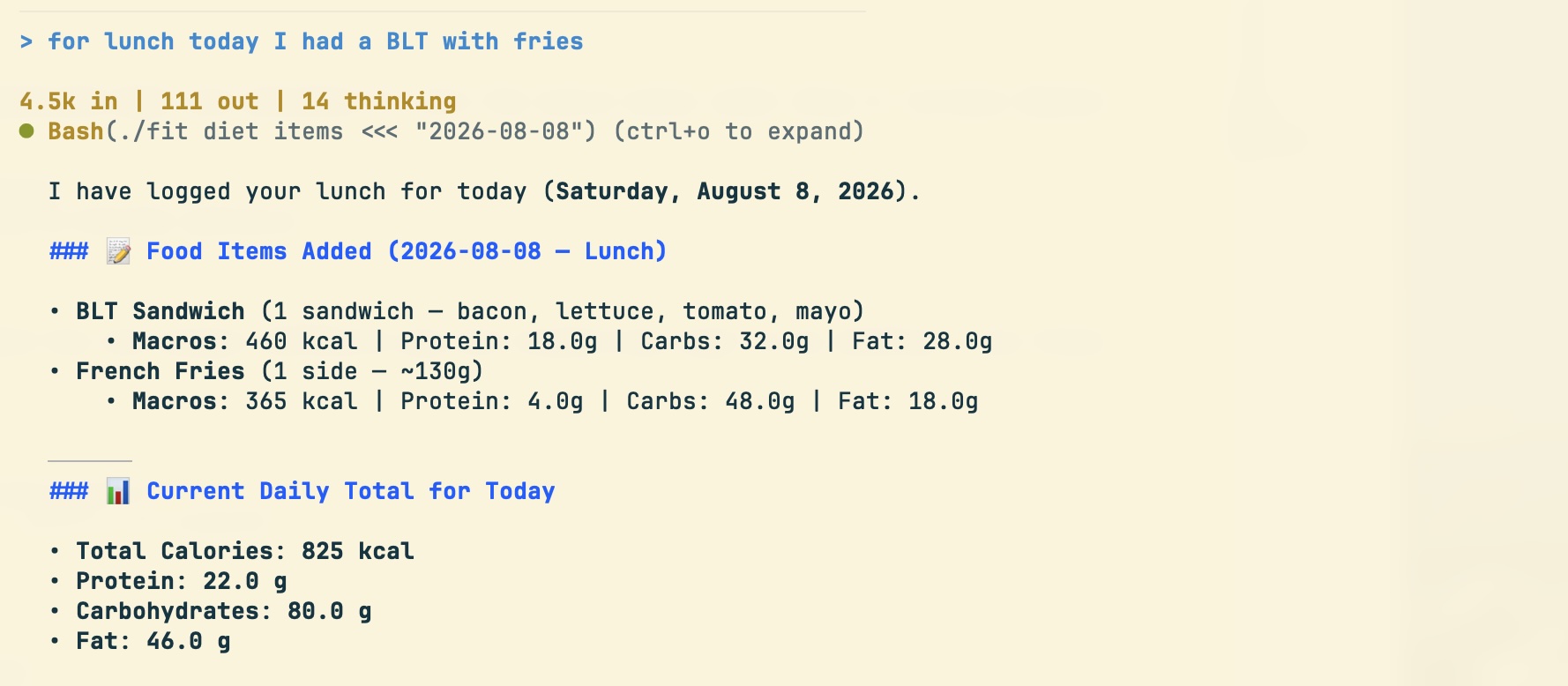 Conversational Food Logging with Ollama